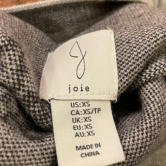 NEW! Joie Fair Isle Grey/Black Funnel, Mock Neck Pull Sweater Size XS - Picture 5 of 11